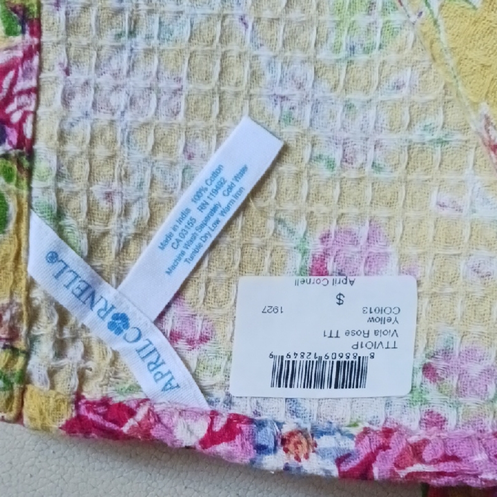 April Cornell Floral Quilted Fabric in Pink and Yellow - Picture 4 of 4